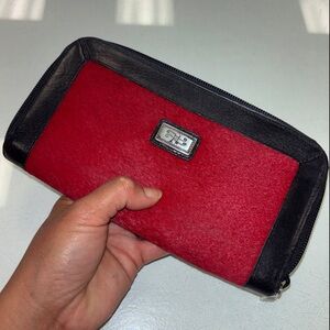 BRIGHTON Burgandy Pony HORSE Hair Leather Wallet